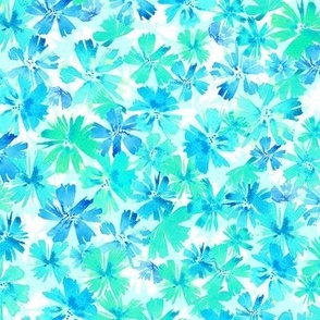 Aqua green hand painted watercolour, watercolor floral larger scale