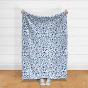 21" Blue and white luxurious restored ornamental hand painted summer wildflower and feather chinoiserie meadow  - home decor, Baby Girl and nursery fabric perfect for kidsroom wallpaper, kids room, kids home decor
