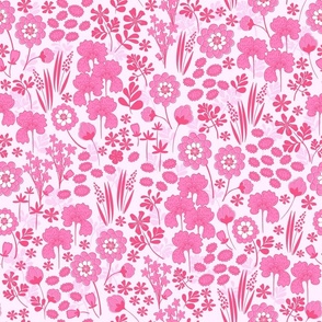 pink scattered retro floral in pink