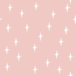 Hand Drawn White Sparkle Stars with Pink Background