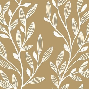 Climbing vines on a curry brown background