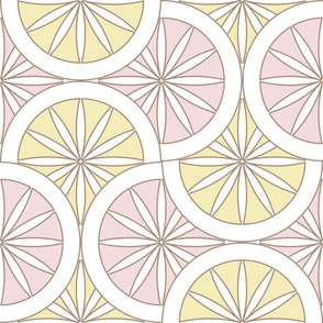 Citrus Slice Scallop / Art Deco / Geometric / Yellow Pink / Large