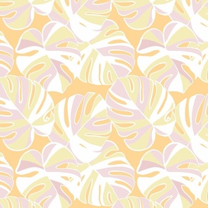 East Fork - Pastel Pink and Yellow Monstera leaves 2. MEDIUM Orange