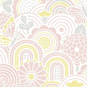 XL - Seigaiha Floral Pink Yellow Texture