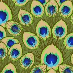 Abstract Peacock moss green - L