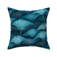 Migrating Manta Rays - blue, medium 