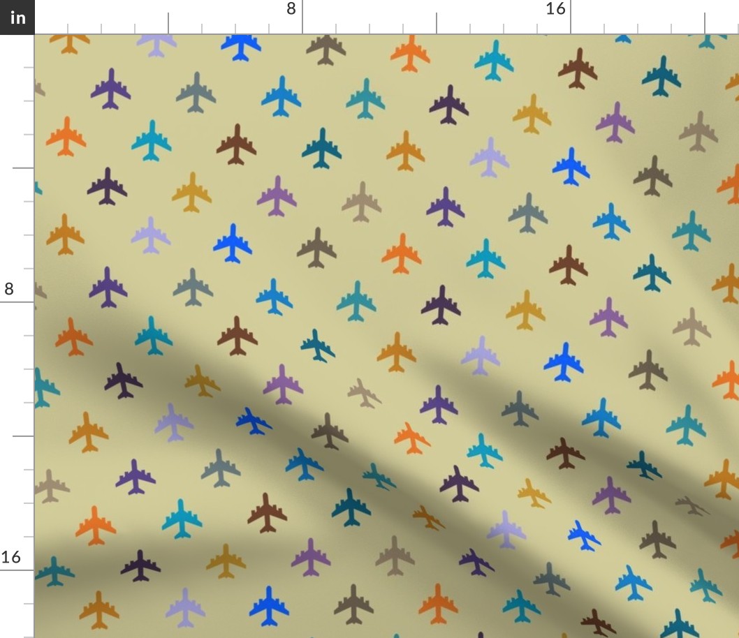 airplanes for petal signature cotton colors blues,beiges,oranges