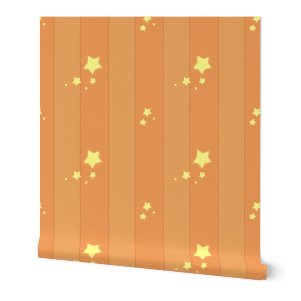 Wallpaper orange stripes with stars