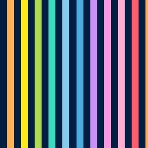 rainbow stripes on navy - gummy coordinate vertical rainbow - LAD23