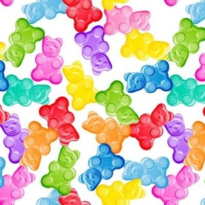 rainbow gummy bears - tossed candy - white - LAD23