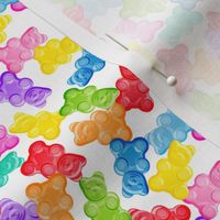 (1" scale) rainbow gummy bears - tossed candy - white - LAD23