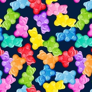 rainbow gummy bears - tossed candy - navy - LAD23