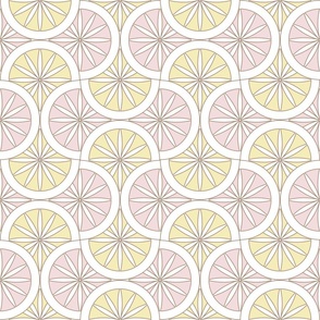 Citrus Slice Scallop / Art Deco / Geometric / Yellow Pink / Medium