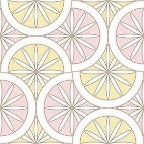 Citrus Slice Scallop / Art Deco / Geometric / Yellow Pink / Small