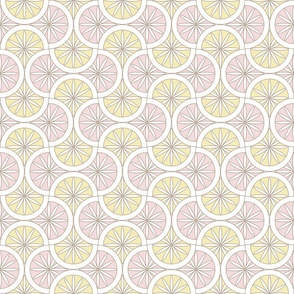 Citrus Slice Scallop / Art Deco / Geometric / Yellow Pink / Small