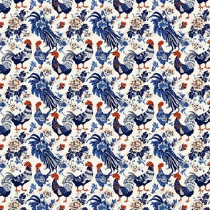 Blue Chickens on White