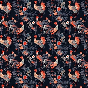 Red Chickens on Black