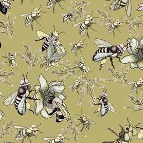 Bee with Hats! on Sage Green
