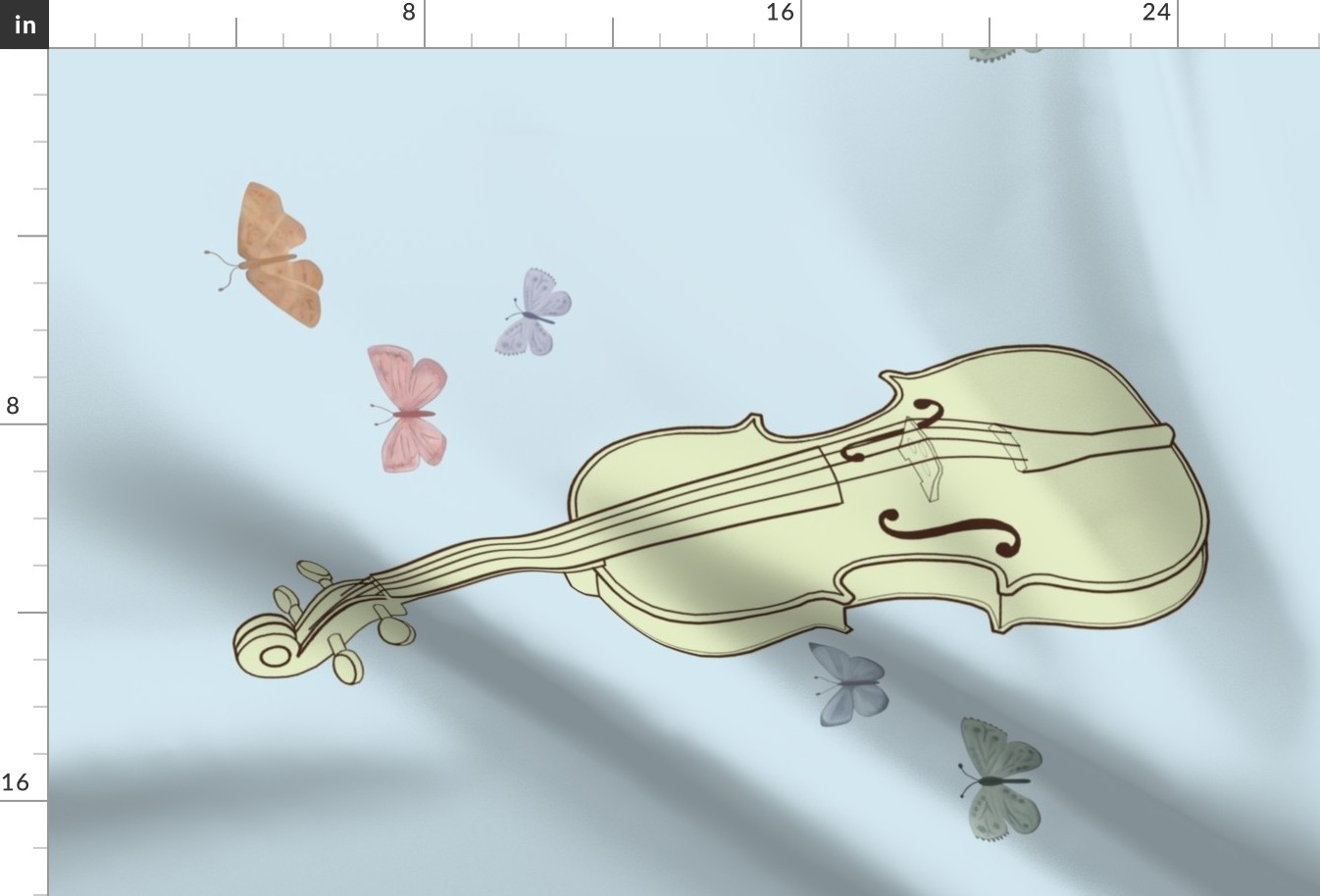 Violin with Butterflies Tea Towel