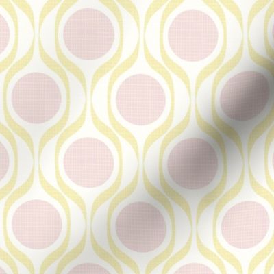 Butter ribbons midmod vintage retro circle geometric in lemon yellow pink medium scale by Pippa Shaw