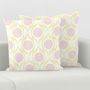 Butter ribbons midmod vintage retro circle geometric in lemon pink large scale by Pippa Shaw
