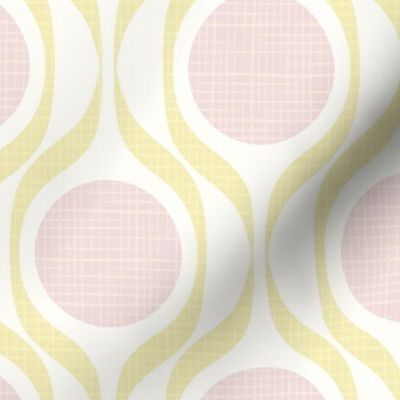 Butter ribbons midmod vintage retro circle geometric in lemon pink large scale by Pippa Shaw