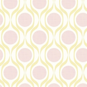 Butter ribbons midmod vintage retro circle geometric in lemon pink large scale by Pippa Shaw