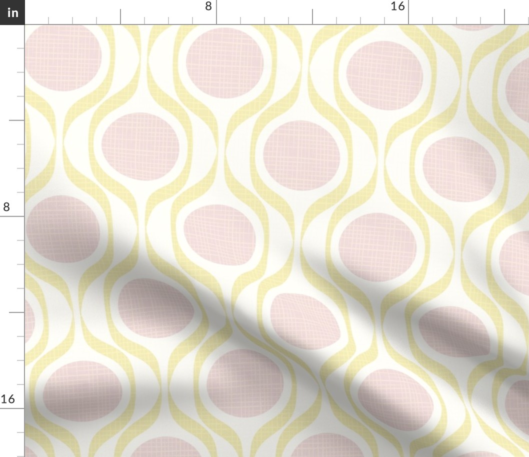 Butter ribbons midmod vintage retro circle geometric in lemon pink large scale by Pippa Shaw