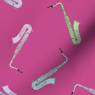 Saxophones (on mulberry pink)