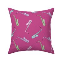 Saxophones (on mulberry pink)
