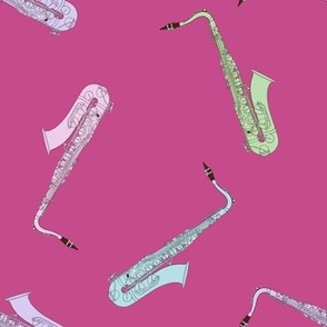 Saxophones (on mulberry pink)