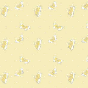 Pale Yellow Butterflies and Dots Small Scale