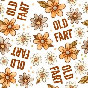 Medium Scale Old Fart Funny Sarcastic Floral on White