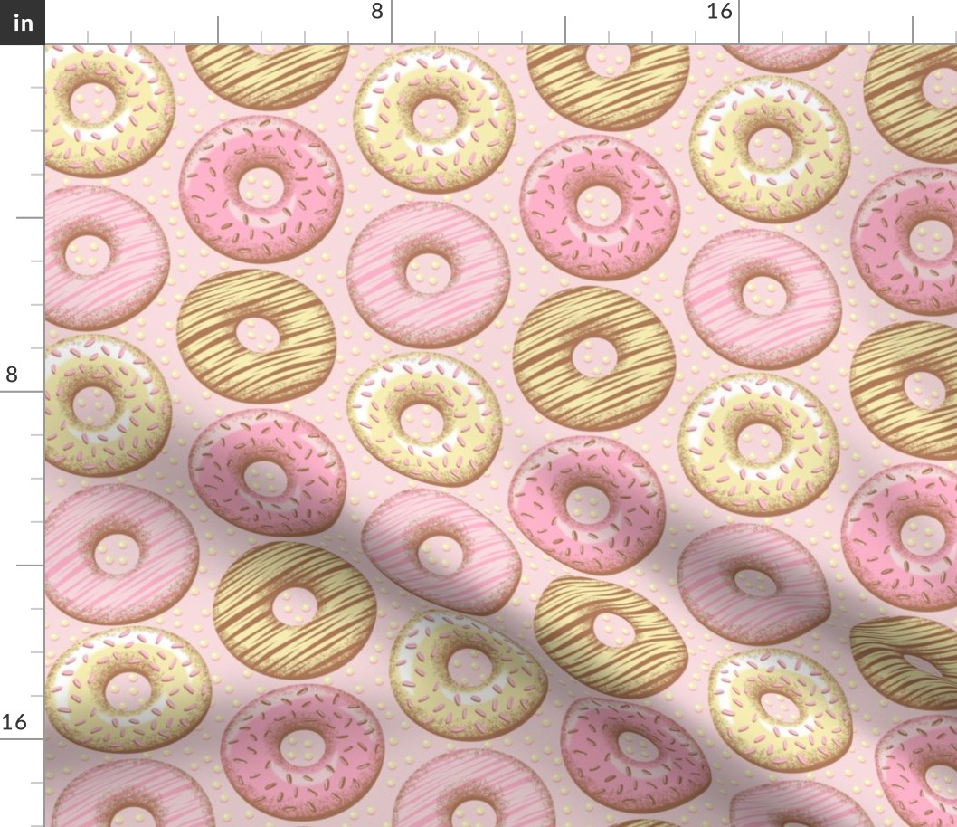 Butter & piglet donuts & sprinkles - piglet background - #f2dddd #f4edba