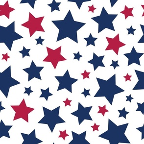 Red and Blue Stars on white - L large scale - USA Old Glory American flag colors