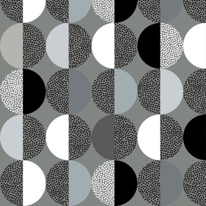 Abstract Circles in Black and White With Grey Geometric on Grey