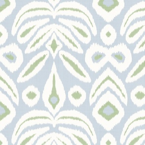 Large soft-blue-and-green-ikat