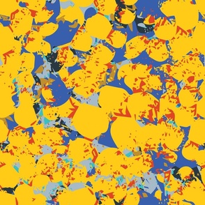 18 " Splatter paint abstract marks on yellow