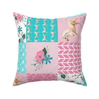 Pink Turquoise Horse Patchwork Rotated