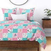 Pink Turquoise Horse Patchwork Rotated