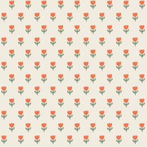 Tiny Tulips / Adorable Simple Tulips / Dollhouse Wallpaper / Small Scale Wallpaper