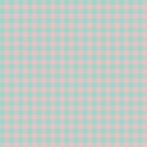 1/4" gingham - dusty aqua and pink