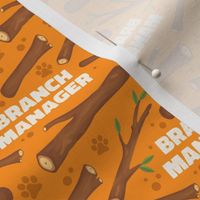 Branch Manager Cute Dog Bandana Paws Orange, Funny Dog Fabric with Sticks and Twigs, Tree Branches 