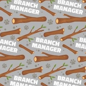 Branch Manager Cute Dog Bandana Paws Grey, Funny Dog Fabric with Sticks and Twigs, Tree Branches 