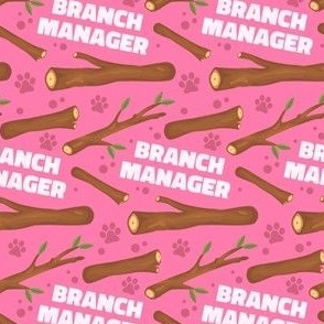Branch Manager Cute Dog Bandana Paws Pink, Funny Dog Fabric with Sticks and Twigs, Tree Branches 