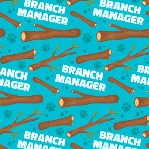 Branch Manager Cute Dog Bandana Paws Teal, Funny Dog Fabric with Sticks and Twigs, Tree Branches 