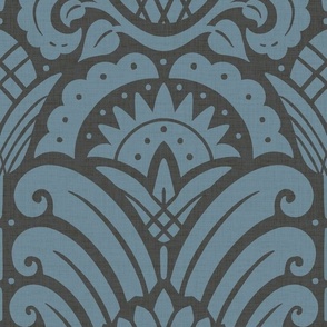 Villa Floral | Blue-Gray on Charcoal