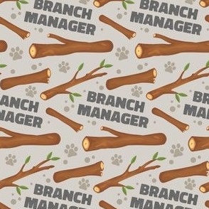 Branch Manager Cute Dog Bandana Paws Tan Brown Text, Funny Dog Fabric with Sticks and Twigs, Tree Branches 