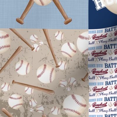 Vintage Baseball Patchwork Blue