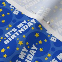 Its My Birthday Party Celebration, Birthday Fabric, Blue, Yellow